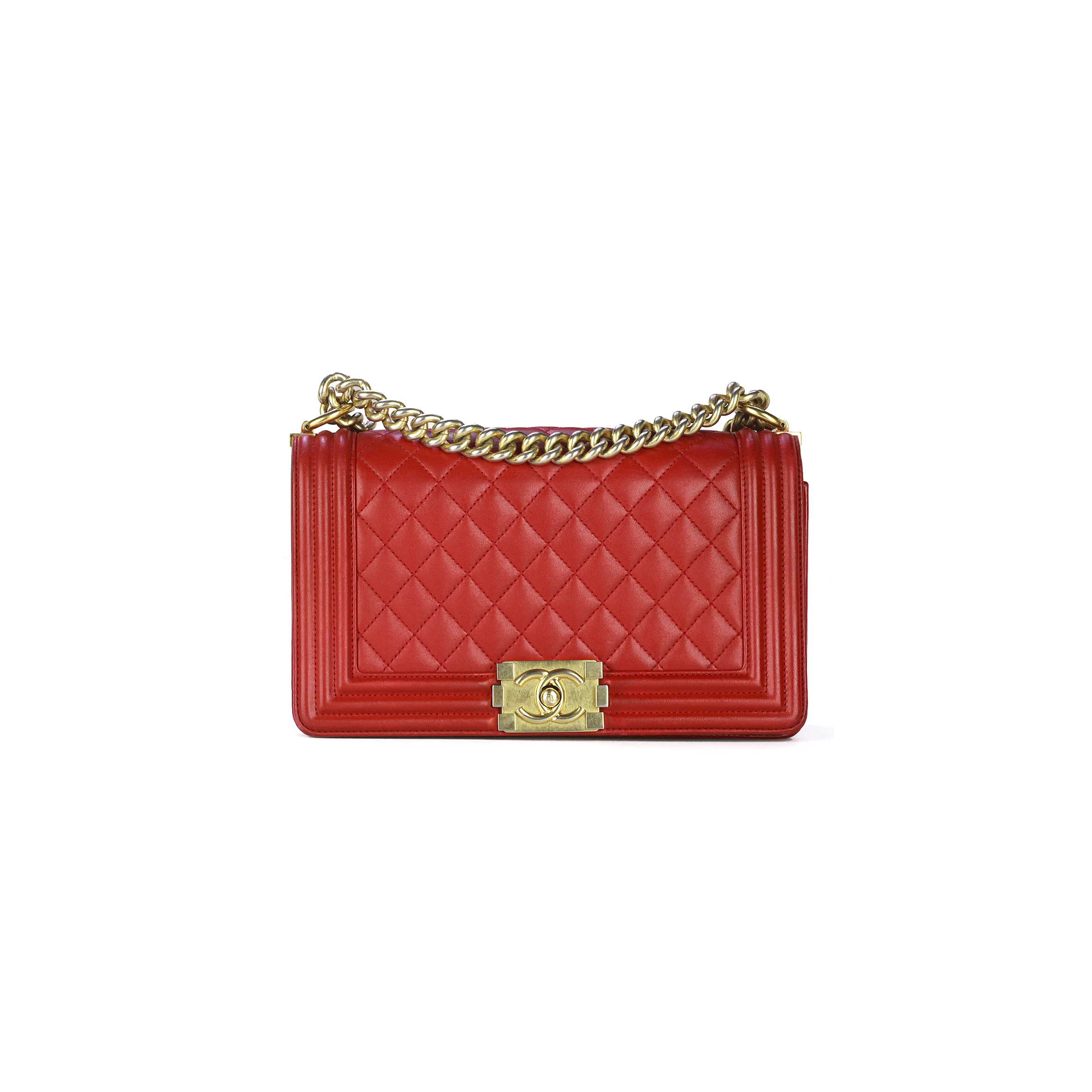 CHANEL QUILTED LAMBSKIN MEDIUM BOY BAG A67086 (25*15*8cm)
